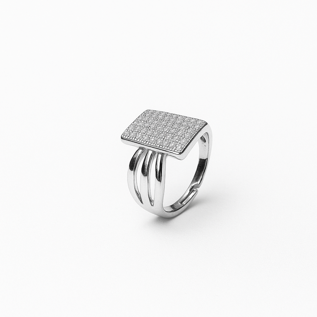 Stellar Grid Silver Ring