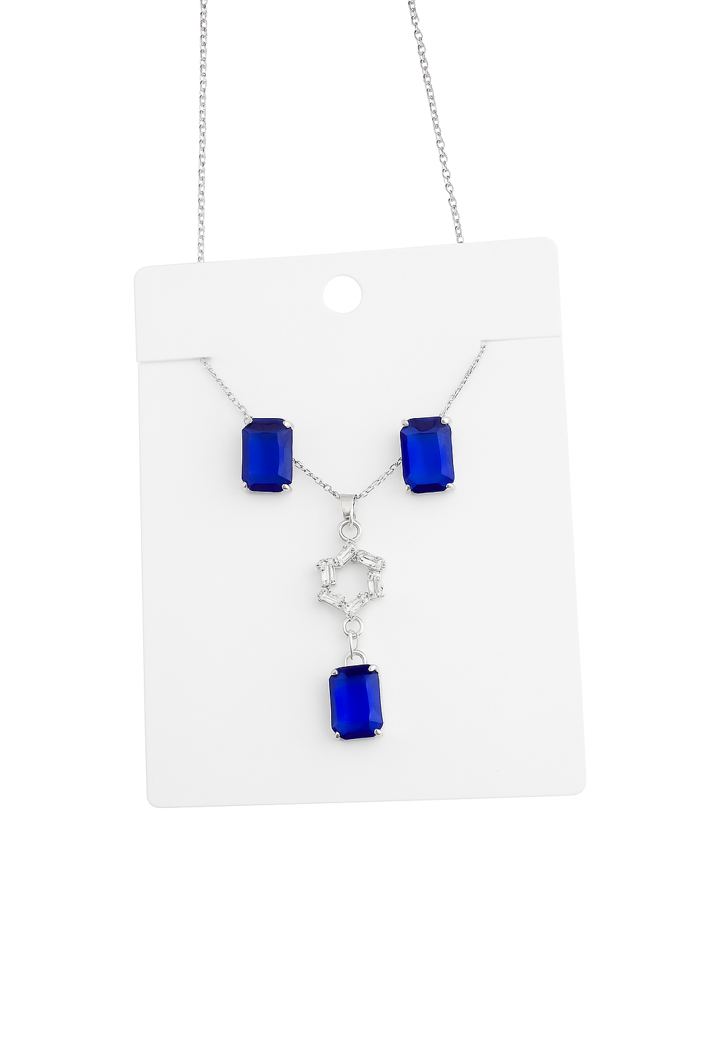 Cobalt Blue Victorian Silver Necklace and Earrings