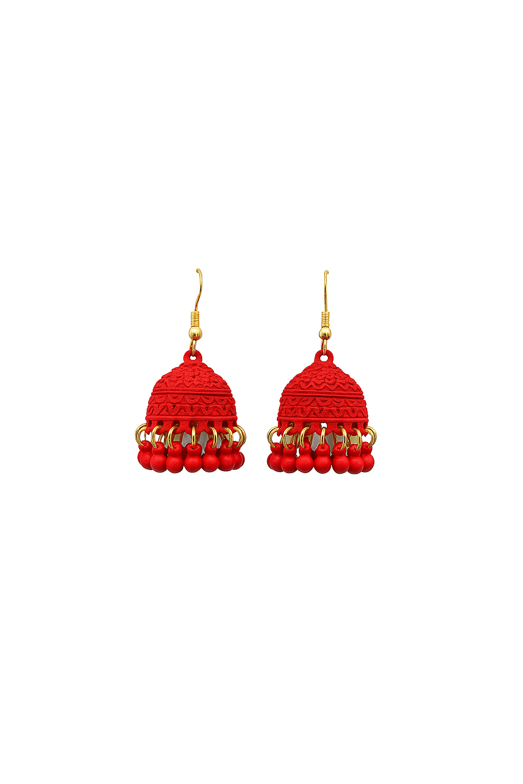 Red Jhumka Earrings
