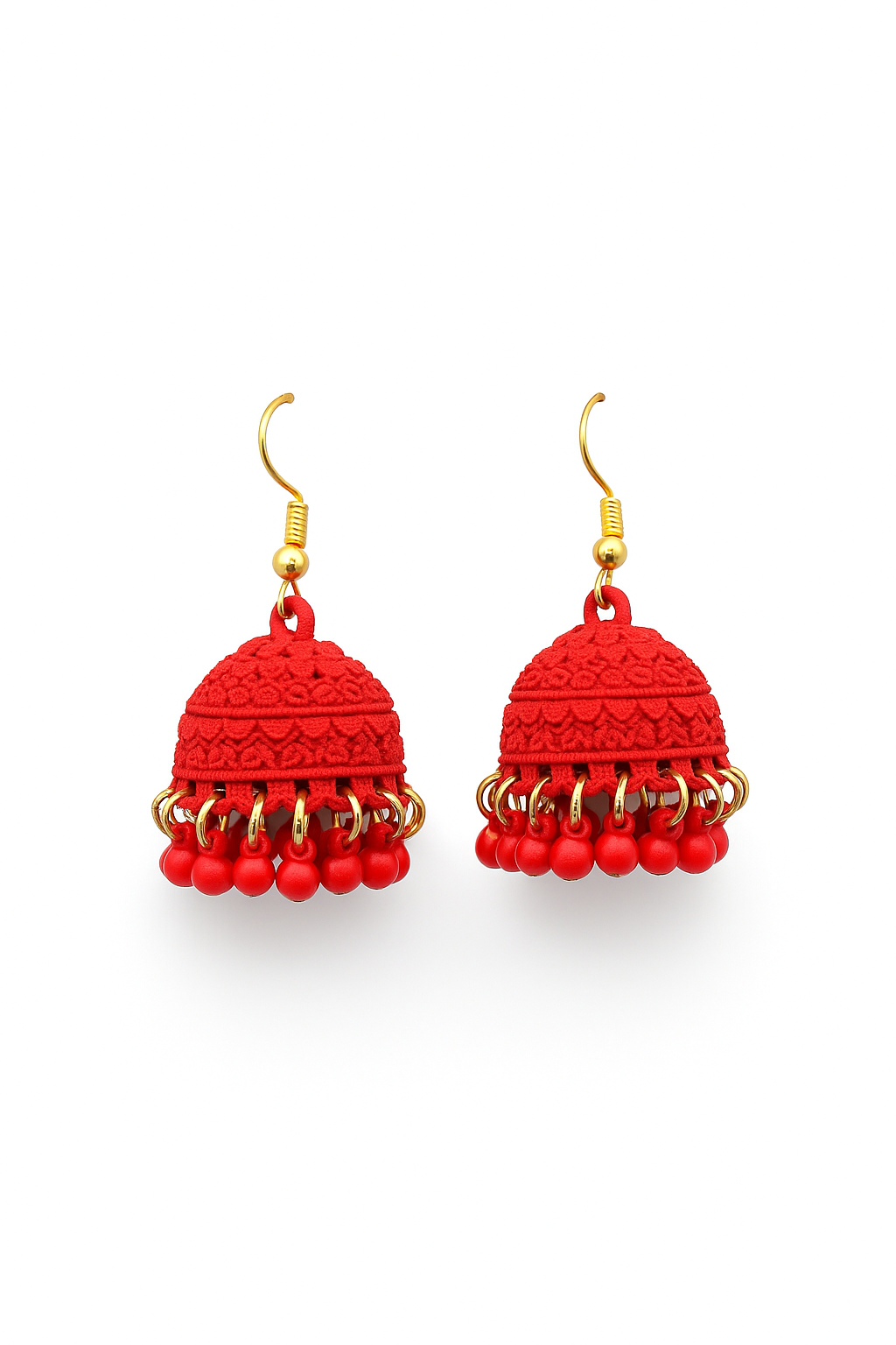 Red Jhumka Earrings