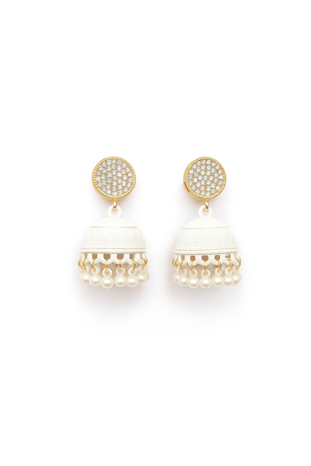 White Jhumka Earrings