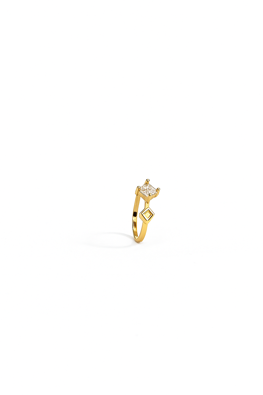 Sterling Silver Square Diamond Open Ring