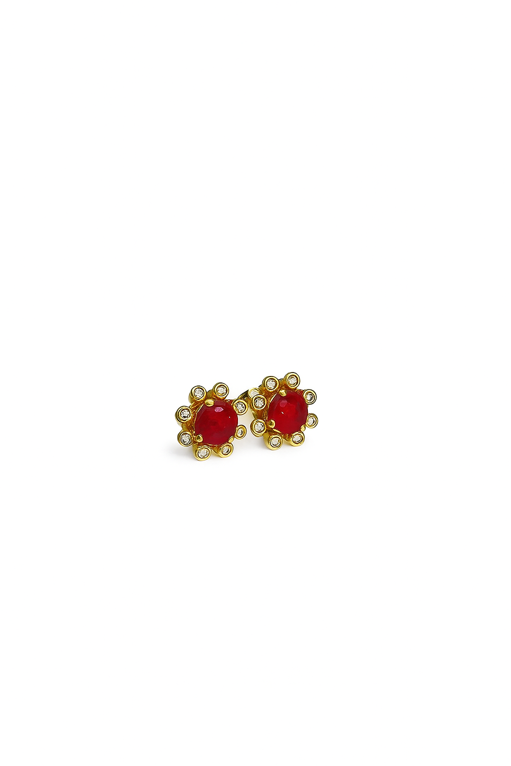Ruby and Diamond Studs Earrings