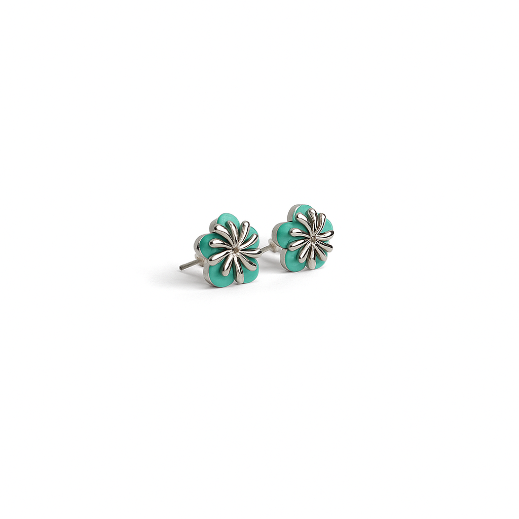 Mint and Dark green small studs Earrings